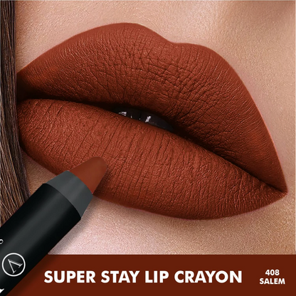 Vatenn Italy Super Stay Matte Lip Crayon – Shade 408 Salem | Waterproof, Smudge-Proof, Long Lasting Lipstick Crayon | Non-Drying, Hydrating & Easy Glide - Damoo