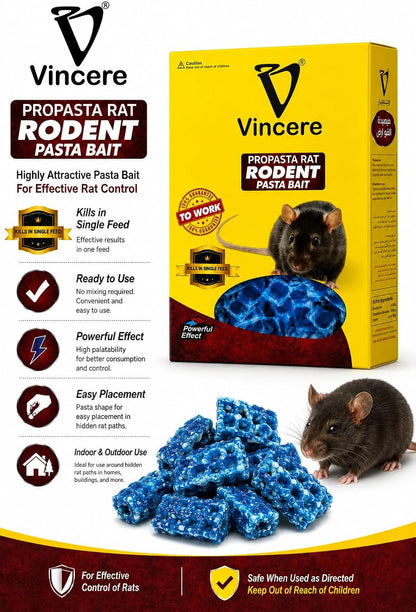 Vincere Rodent Pasta Bait for Rats and Mice – 100g | Restricted Use Pesticide | Rat Control Bait | Ready-to-Use Blue Paste Bait Blocks for Indoor and Around-Building Rodent Control