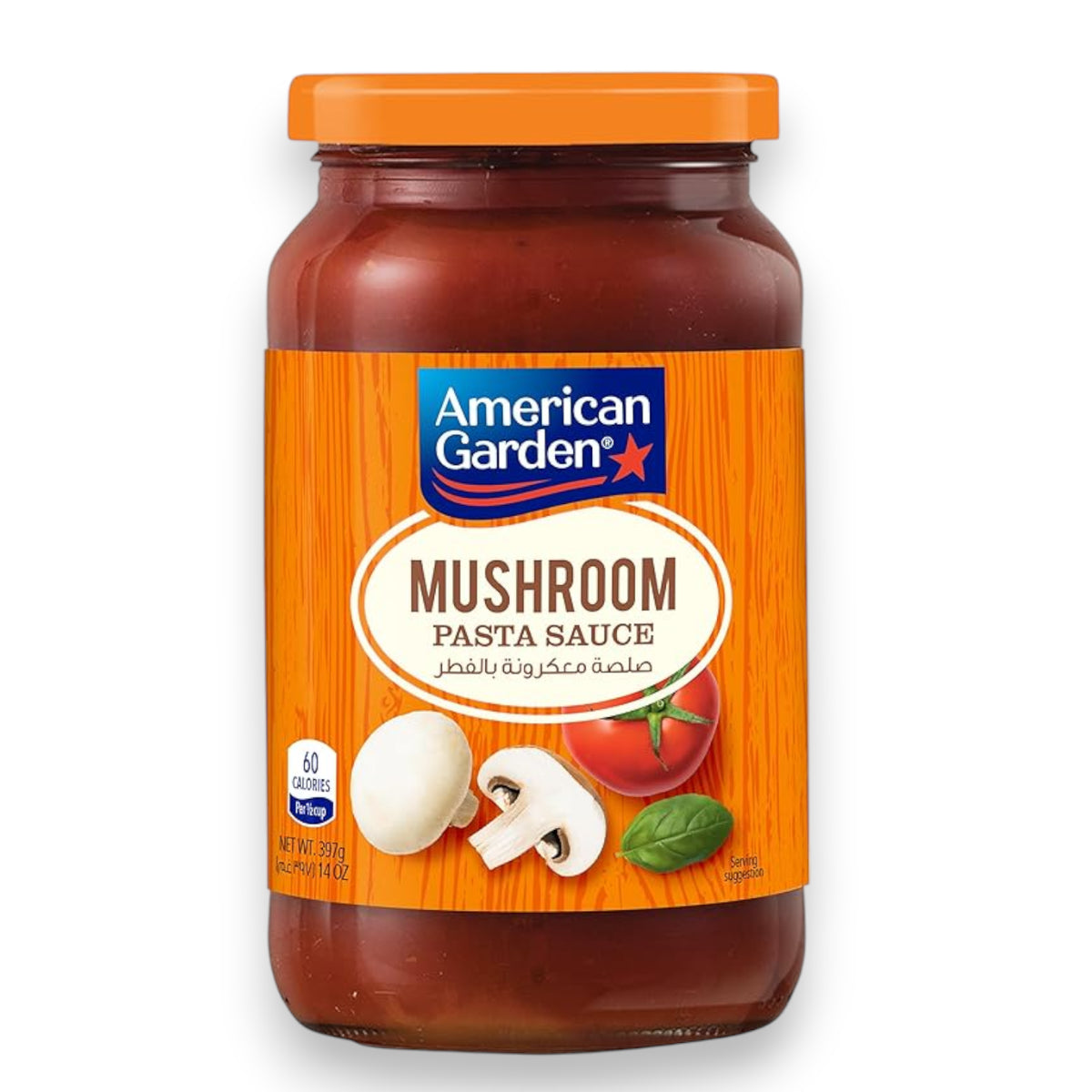 American Garden Mushroom Pasta Sauce – Rich Tomato & Mushroom Italian Sauce, Vegetarian & Gluten-Free, 397g Jar - Damoo