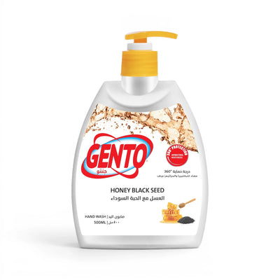 Gento Hand Wash 500ml, Antibacterial Liquid Soap with Moisturizing Protection, Multi Fragrance Options (Rose, Lemon Blossom, Honey Black Seed, Actifresh) - Damoo