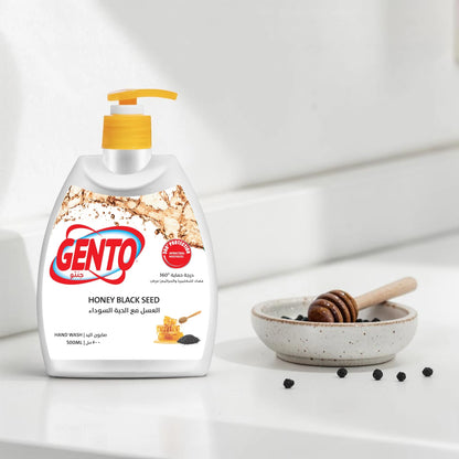 Gento Hand Wash 500ml, Antibacterial Liquid Soap with Moisturizing Protection, Multi Fragrance Options (Rose, Lemon Blossom, Honey Black Seed, Actifresh) - Damoo