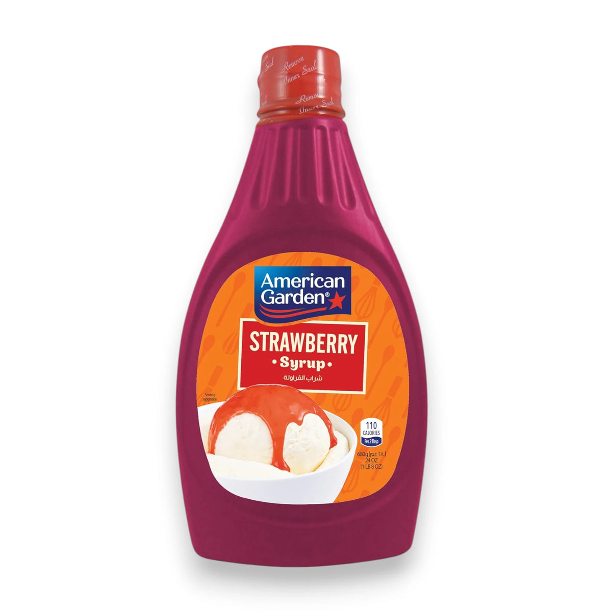 American Garden Strawberry Syrup 680g – Gluten Free Vegetarian Sweet Fruit Syrup for Ice Cream, Pancakes, Waffles, Milkshakes & Desserts - Damoo