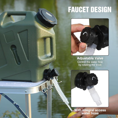 Portable Water Container 12L – BPA Free Food Grade Water Storage Carrier Tank with Spigot for Camping, Hiking, Travel & Outdoor Emergency Use – Green