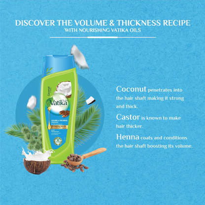 Vatika Naturals Volume & Thickness Conditioner – Strengthening & Volumizing Hair Care with Coconut & Castor Oils for Thin & Limp Hair – 400ml - Damoo