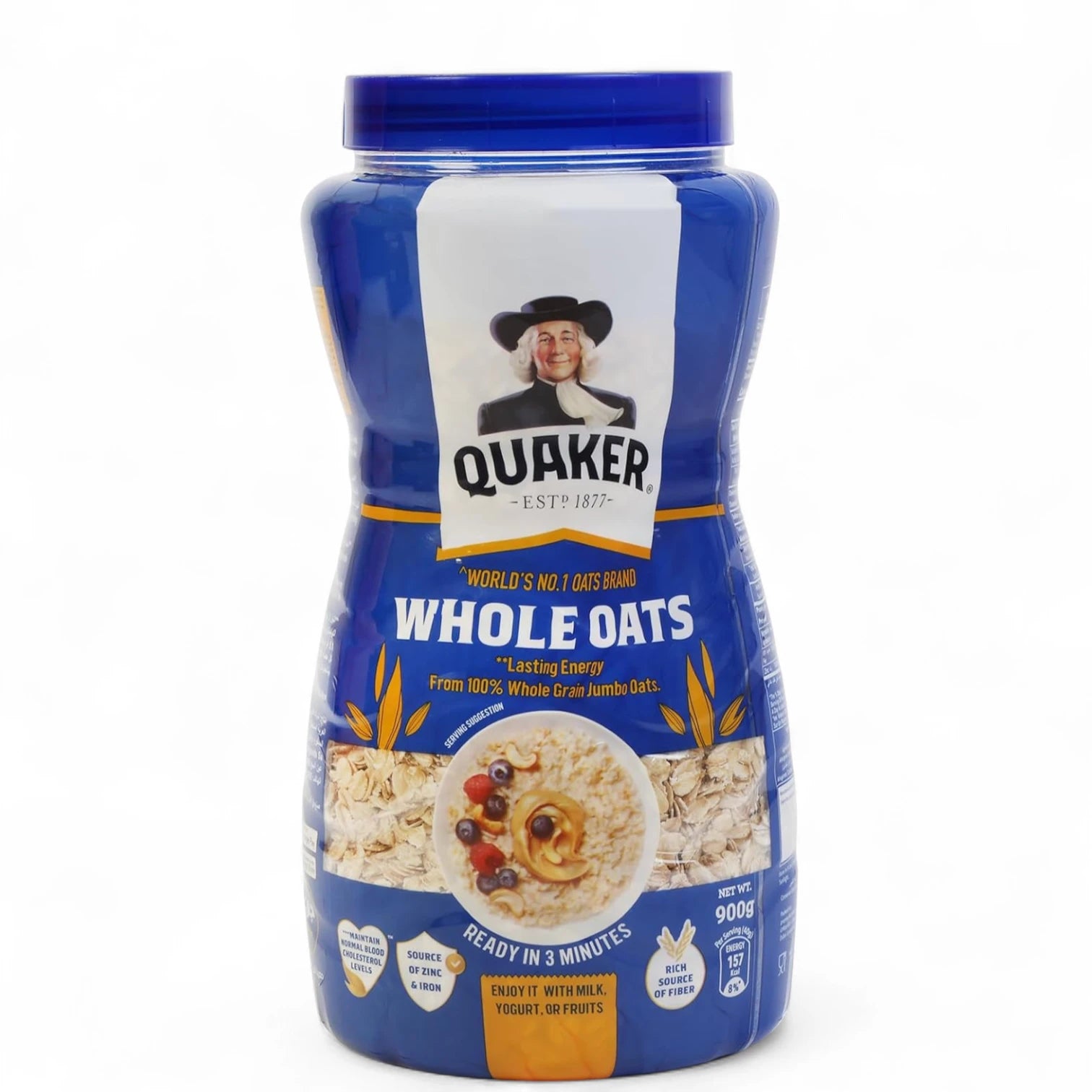 Quaker Whole Oats – 900g PET Jar | 100% Natural Whole Grain Oats | High-Fiber, Heart-Healthy Breakfast Option - Damoo