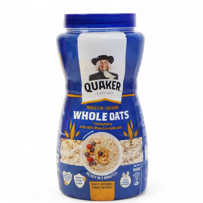 Quaker Whole Oats – 900g PET Jar | 100% Natural Whole Grain Oats | High-Fiber, Heart-Healthy Breakfast Option - Damoo