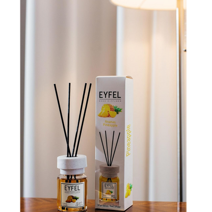 EYFEL Pineapple Reed Diffuser – 120ML Long-Lasting Home Fragrance | Tropical Scent with Natural Reeds | Decorative Aromatherapy Air Freshener for Home or Office