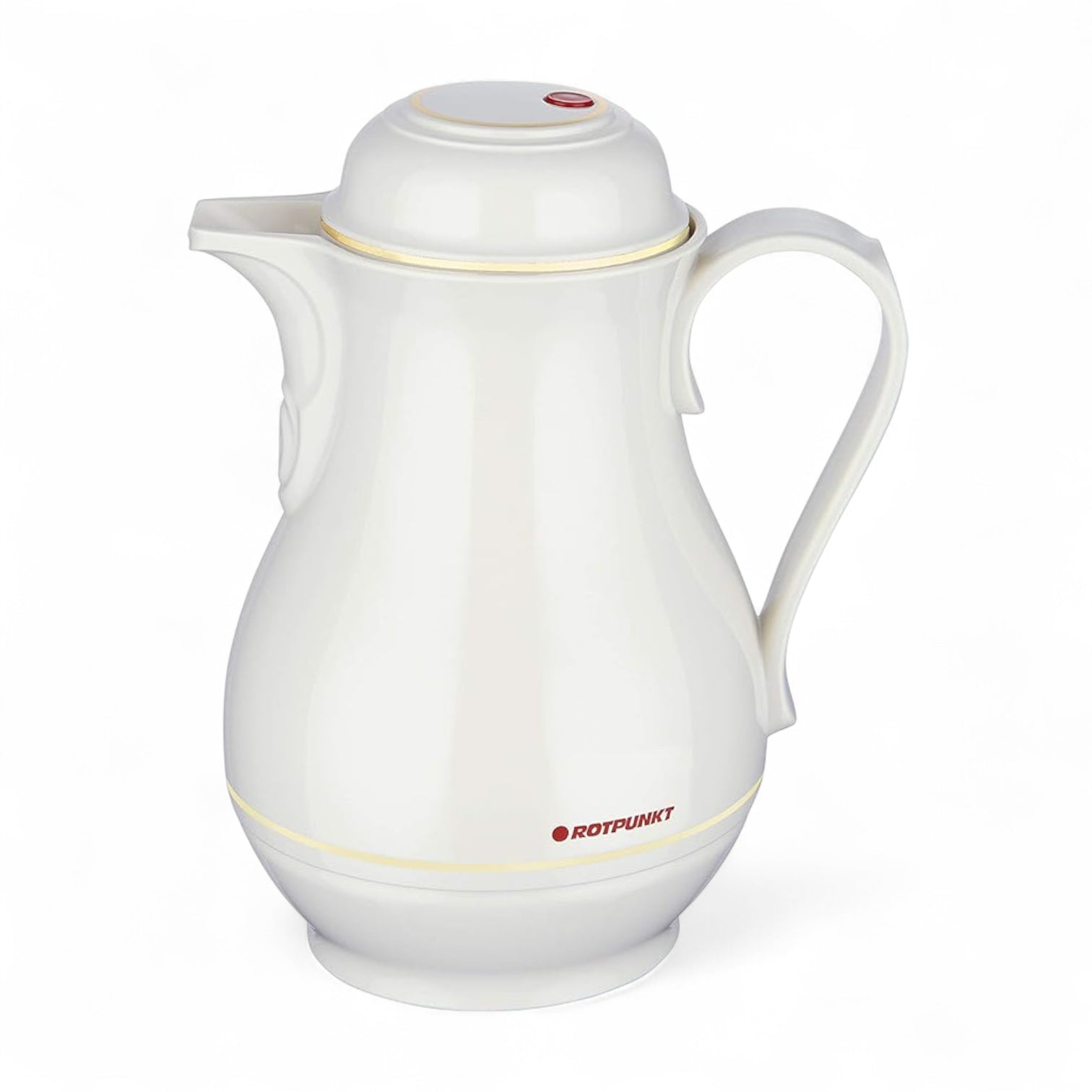 Rotpunkt 1.0L Insulated Jug – Off-White (Ivory) BPA-Free Plastic Thermal Flask with 20H Heat Retention, Two-Function Safety Lock, Ergonomic Handle & Easy-Pour Spout – German-Made Quality - Damoo