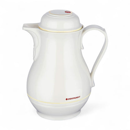 Rotpunkt 1.0L Insulated Jug – Off-White (Ivory) BPA-Free Plastic Thermal Flask with 20H Heat Retention, Two-Function Safety Lock, Ergonomic Handle & Easy-Pour Spout – German-Made Quality - Damoo