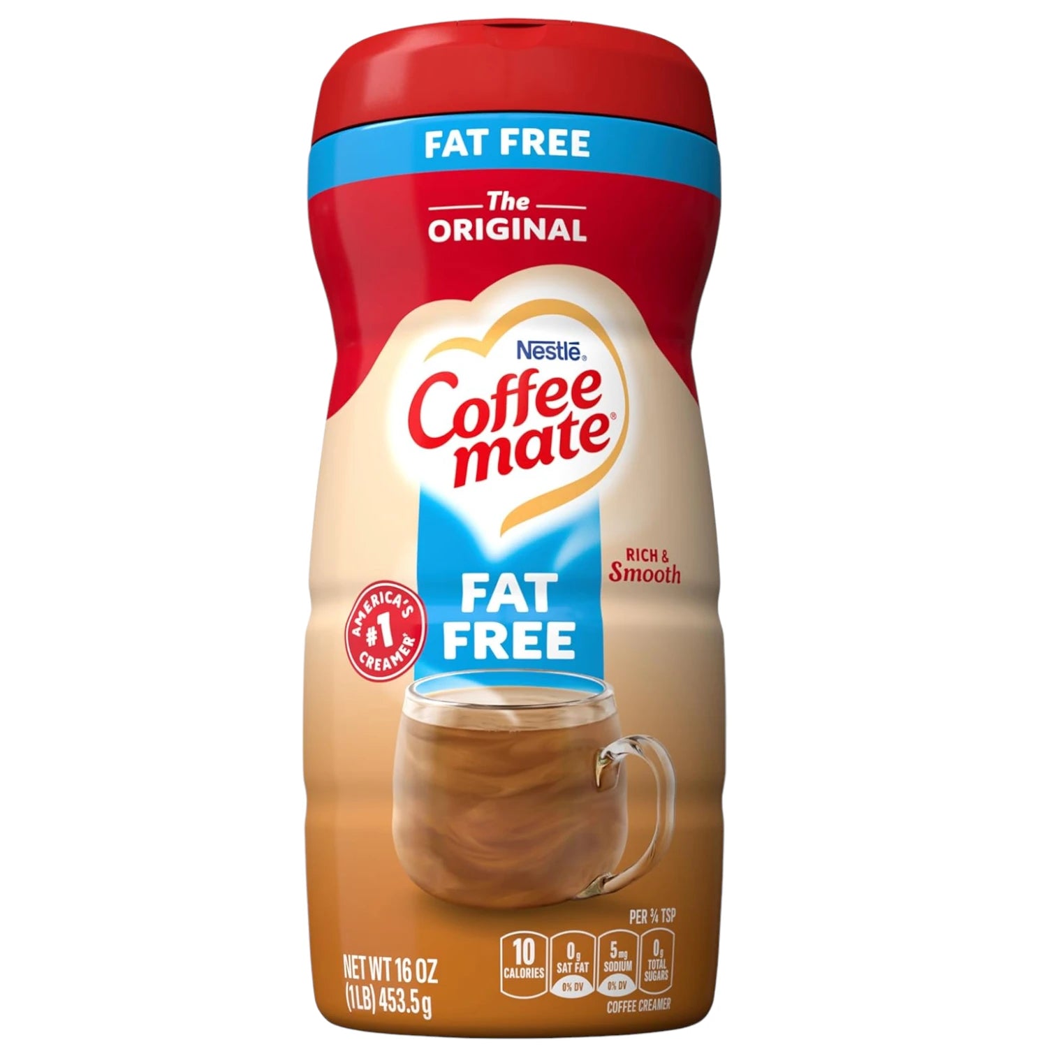 Nestlé Coffee Mate Fat Free Coffee Creamer – 453.5g (16 oz) | Rich & Smooth Non-Dairy Creamer | Low Calorie | Vegetarian - Damoo