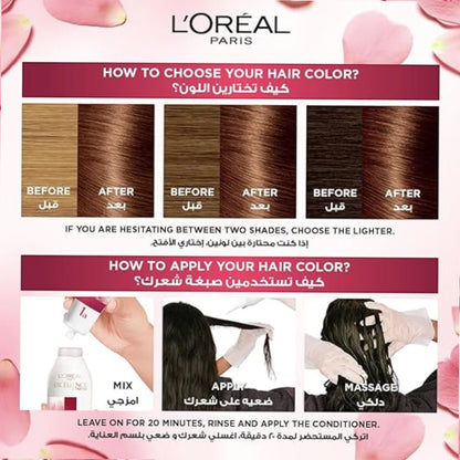 L'Oréal Paris Excellence Creme Hair Color 6.7 Marron Chocolate  – Nourishing Brown Hair Dye for 100% Grey Coverage - Damoo