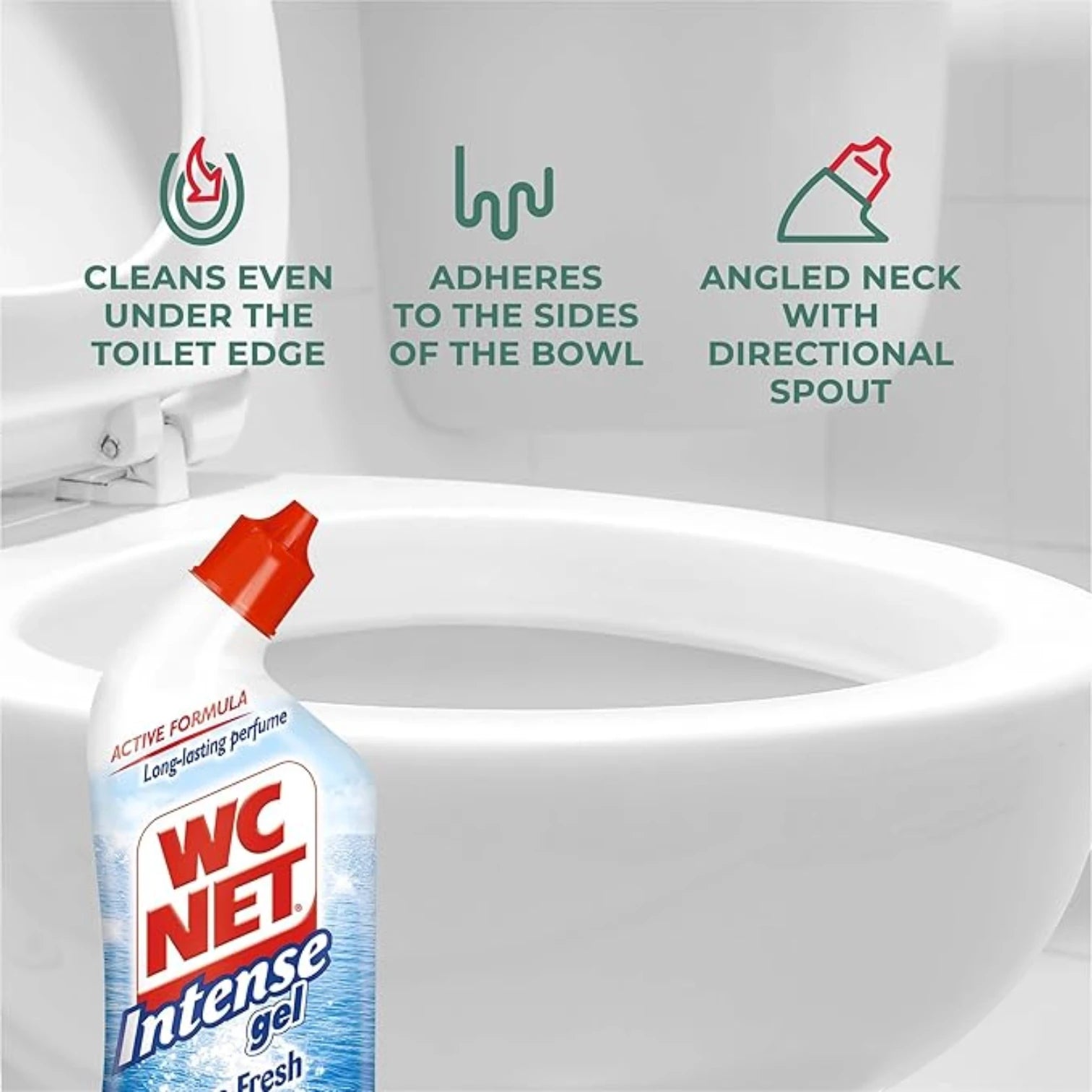 WC Net Toilet Cleaner Gel Assorted – 750ml (2+1 Free) | Hygienic Formula with Scented Micro Crystals | Long-Lasting Fragrance & Limescale Removal