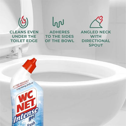 WC Net Toilet Cleaner Gel Assorted – 750ml (2+1 Free) | Hygienic Formula with Scented Micro Crystals | Long-Lasting Fragrance & Limescale Removal