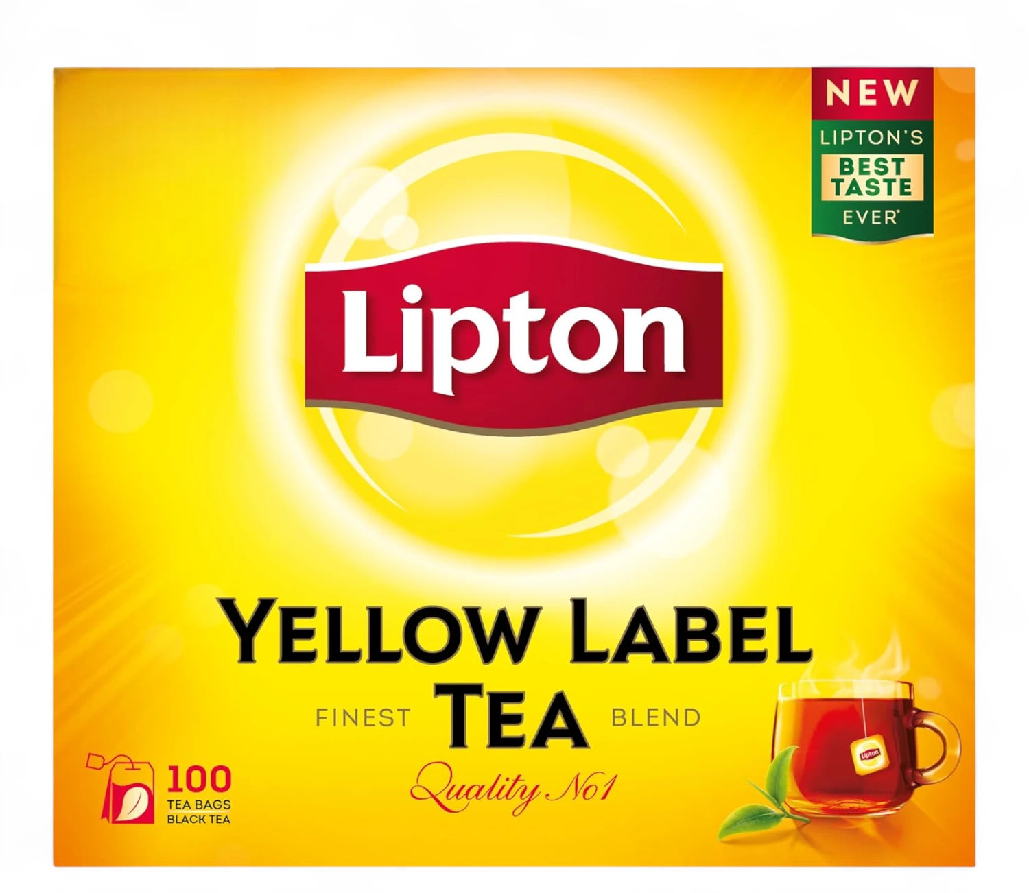 Lipton Yellow Label Black Tea – 100 Teabags | 100% Kenyan Origin | Rich, Bold Flavor with Bright Aroma | Natural & Refreshing | Ideal for Morning Boost & Everyday Hydration | Special Price Pack - Damoo
