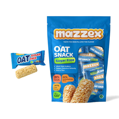 Mazzex Sugar-Free Oat Snack Chocolate Bar – Whole Grain Oats, High Fiber, Cholesterol-Friendly, Healthy Energy Snack for Diet & Fitness (120 g) - Damoo
