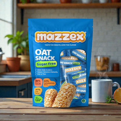 Mazzex Sugar-Free Oat Snack Chocolate Bar – Whole Grain Oats, High Fiber, Cholesterol-Friendly, Healthy Energy Snack for Diet & Fitness (120 g) - Damoo