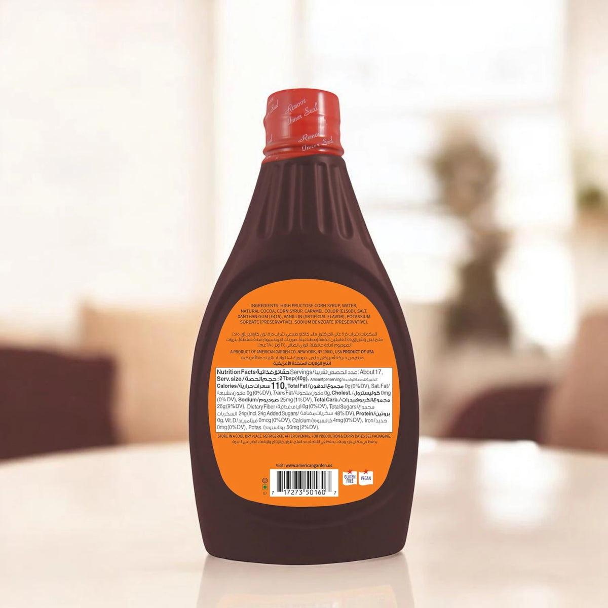 American Garden Chocolate Syrup 680g – Gluten Free Vegetarian Dessert Topping for Ice Cream, Pancakes, Waffles, Milkshakes & Baking - Damoo