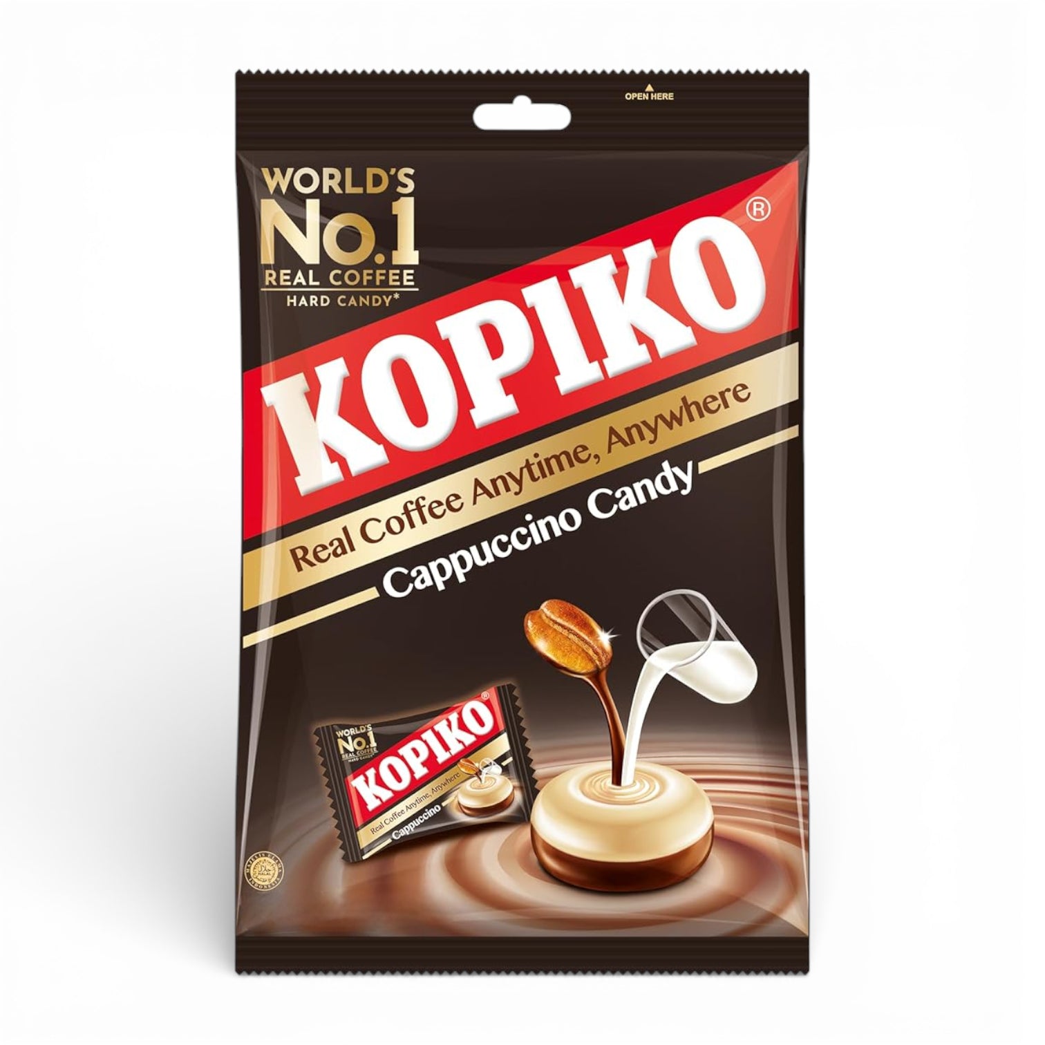 Kopiko Cappuccino Candy Bag – Creamy Coffee Flavored Hard Candy Made with Real Coffee & Milk, Individually Wrapped (140g) - Damoo