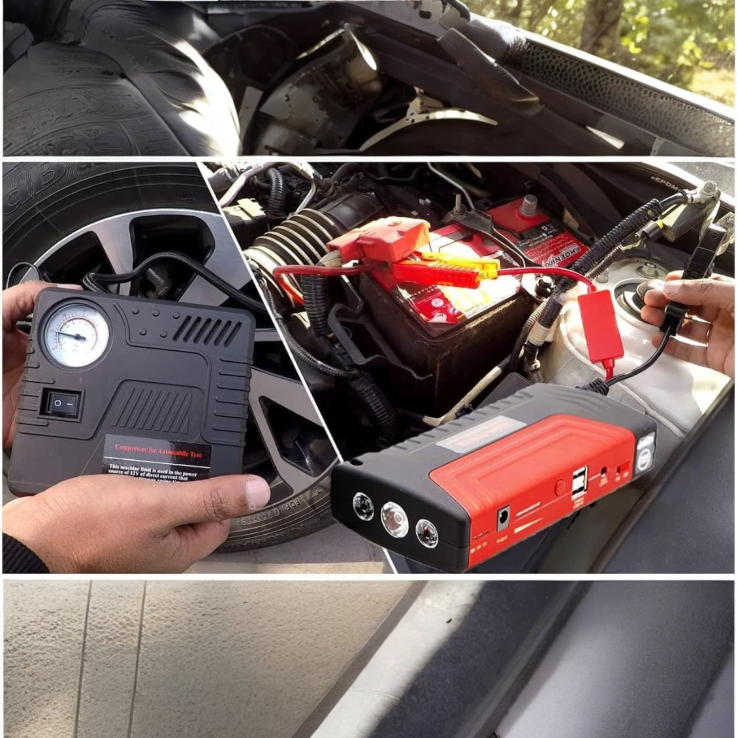 TBS DESIGN TBS-9S Portable Car Jump Starter Power Bank – Multi-Function Emergency Battery Booster with Air Compressor, Dual USB Smart Output, LED Flashlight – Compact Auto & Outdoor Power Supply - Damoo