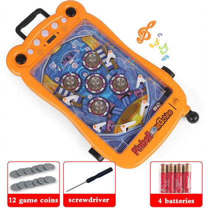 Huanuo Electronic Pinball Machine – Retro Arcade Game with Lights & Sounds, Four-Bar Design, 12 Coins | Parent-Child Interactive Toy for Kids 6+ & Adults