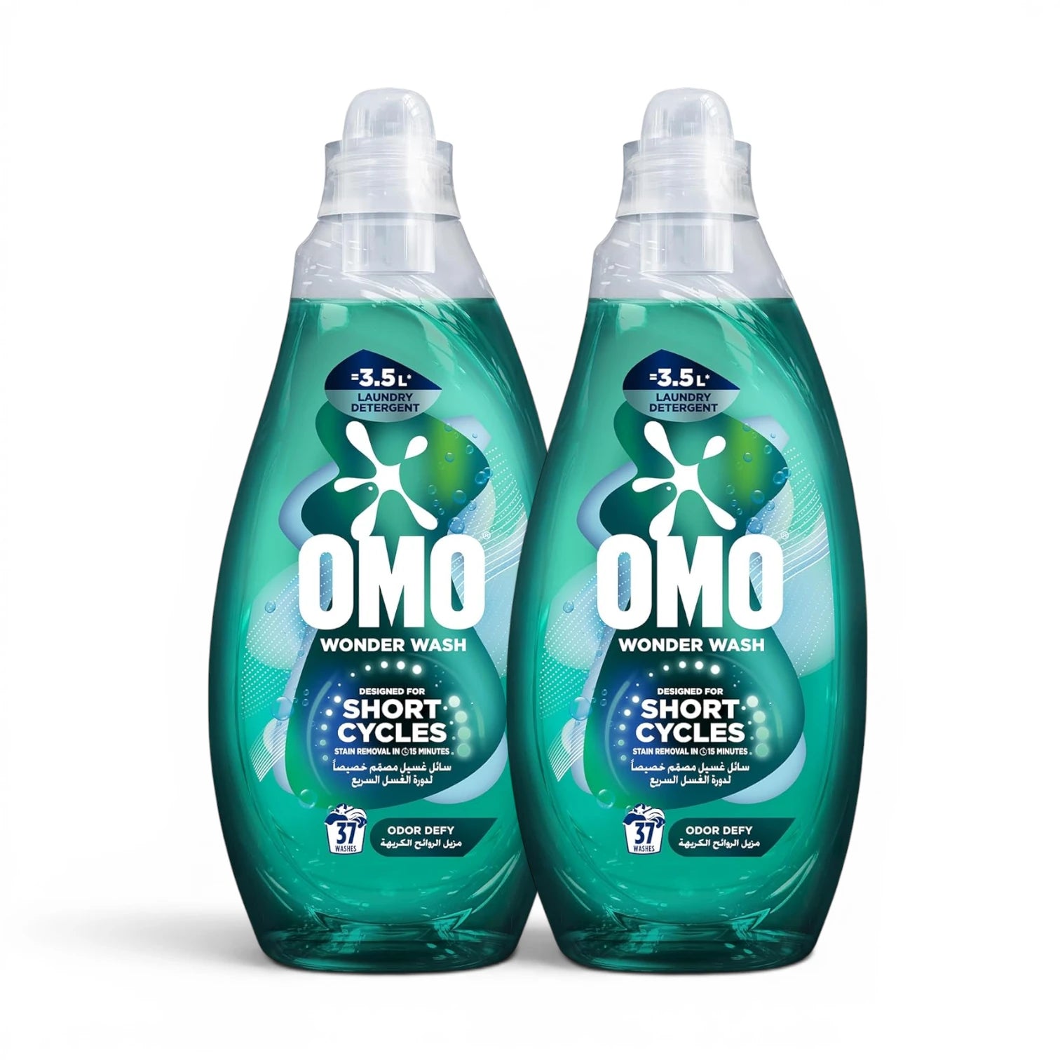 OMO Wonder Wash Liquid Laundry Detergent Odor Defy 1480ml x2 Pack – Fast Stain Removal in 15 Minutes, Designed for Short Cycles, Long-Lasting Freshness - Damoo