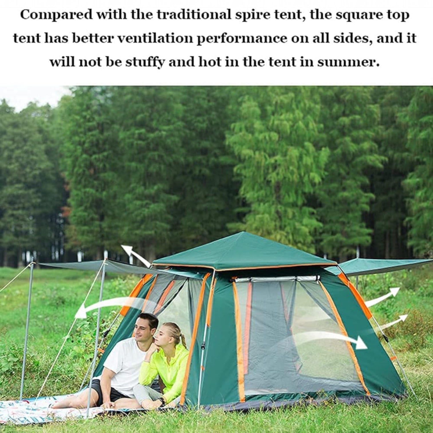 Automatic Camping Tent – 3 Second Quick Opening Pop-Up Tent with Ventilation & Mosquito Prevention – Waterproof Outdoor Family Tent for 3 to 6 Persons, Easy Setup for Camping, Hiking, and Beach