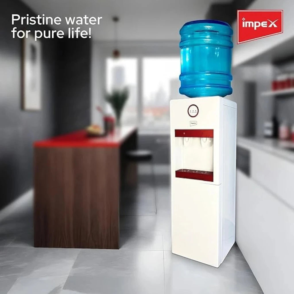 Impex Water Dispenser – 5L Heating & 3L Cooling Capacity | Stainless Steel Tank, Dual Taps, Storage Cabinet, 420W Cooling, 550W Heating,  WD 3902 - White - Damoo