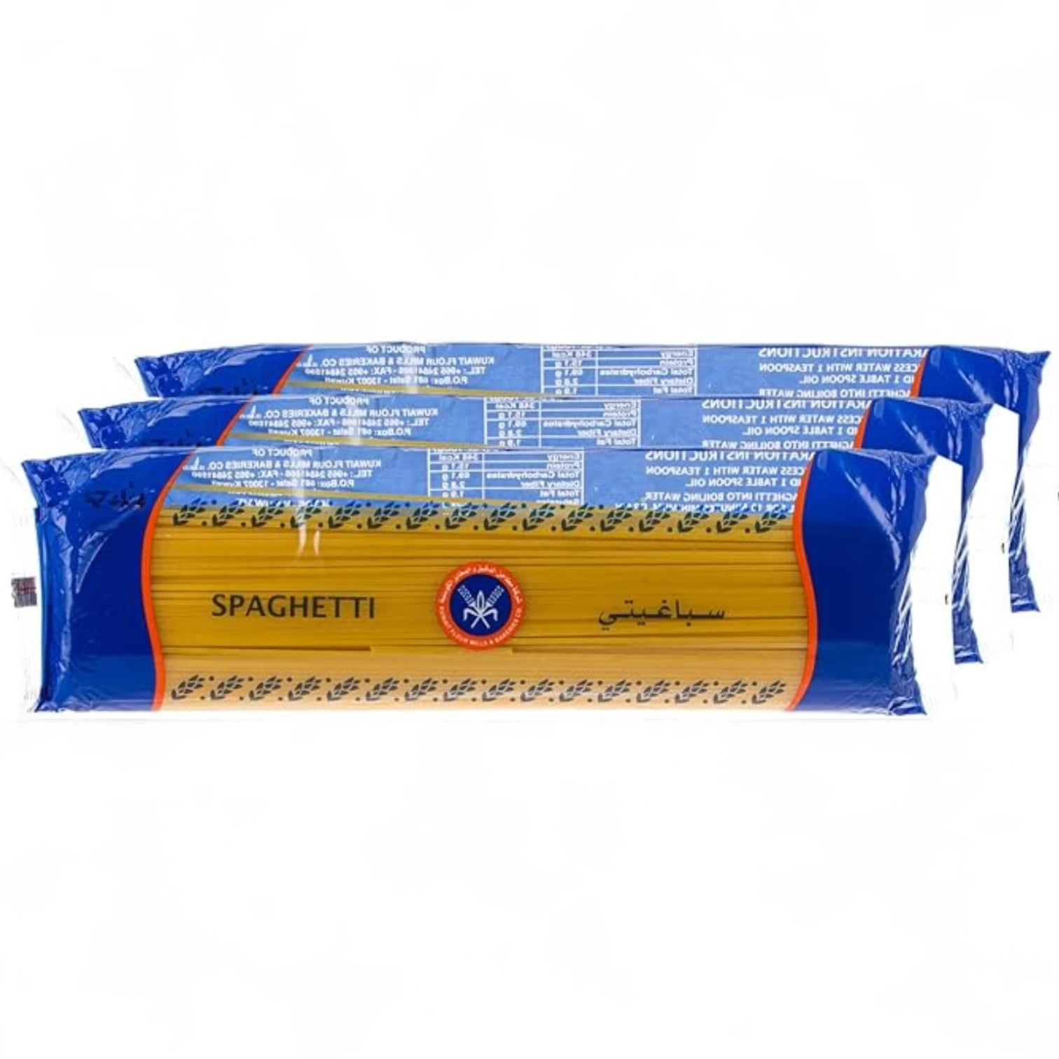 Kuwait Flour Professional Spaghetti | 3 x 400g | Premium Long Pasta | Ideal for Classic Italian Dishes | Non-Sticky & Easy to Cook - Damoo