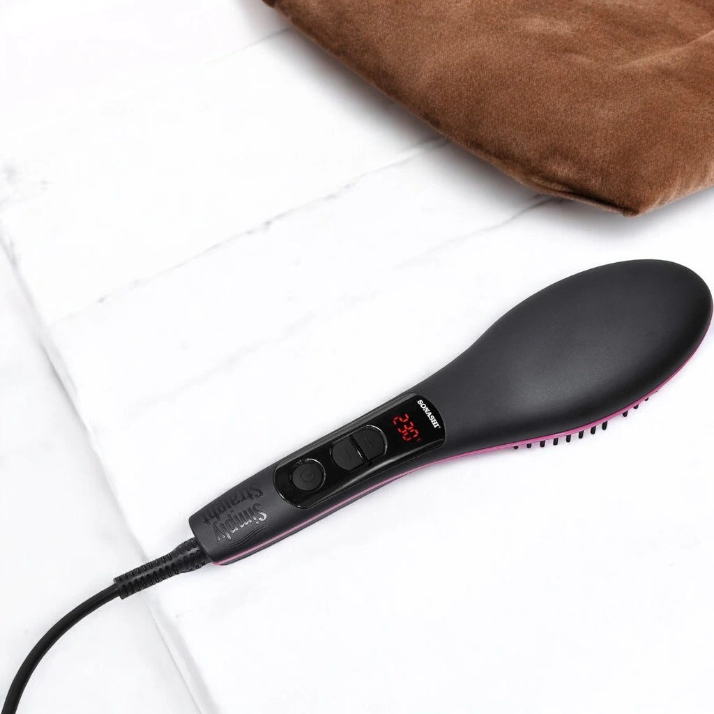 Sonashi Simply Straight Hair Straightening Brush – 2-in-1 Heated Comb with LCD Display, 3D Ceramic Bristles, Adjustable Temperature (150°C–230°C), Auto Shut-Off & Cool Touch Design – For All Hair Types | SHS-2062B - Damoo