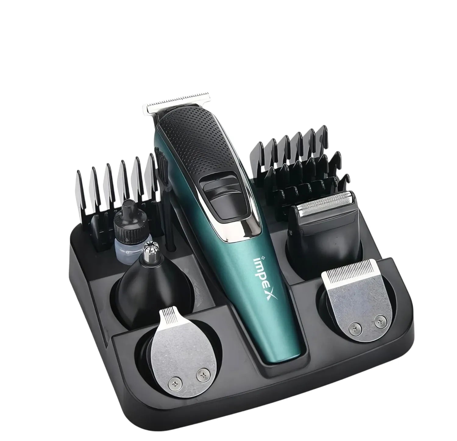 Impex 11-in-1 Grooming Kit for Men – Cordless Hair Clipper, Nose & Ear Trimmer, Precision Trimmer, Micro Shaver, USB Rechargeable, 1300mAh Battery, 5 Comb Attachments, 3-Hour Runtime – Black & Blue -  GK 403 - Damoo