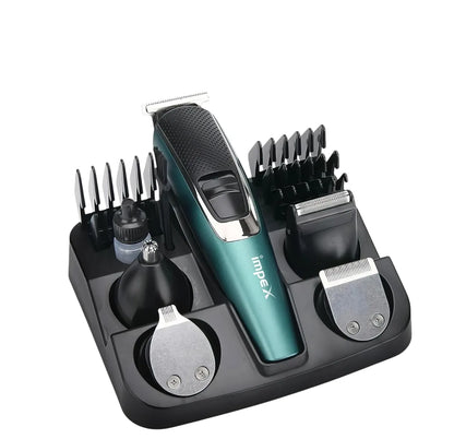 Impex 11-in-1 Grooming Kit for Men – Cordless Hair Clipper, Nose & Ear Trimmer, Precision Trimmer, Micro Shaver, USB Rechargeable, 1300mAh Battery, 5 Comb Attachments, 3-Hour Runtime – Black & Blue -  GK 403 - Damoo