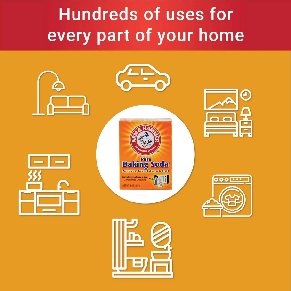 Arm & Hammer Pure Baking Soda – 2LB | 100+ Uses for Baking, Cleaning, Deodorizing & More - Damoo