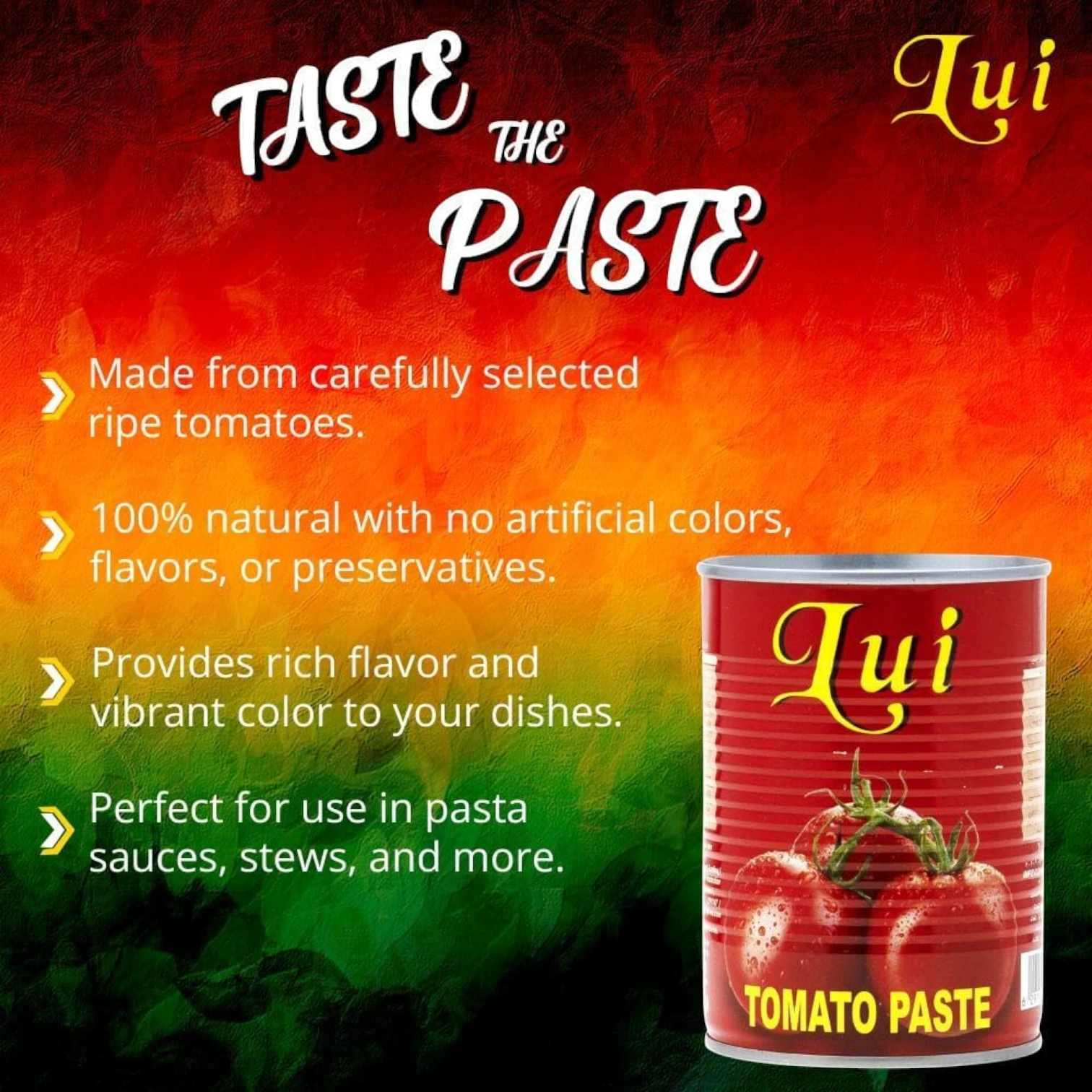 Lui Thick & Rich Tomato Paste 400g x 3 | 100% Natural | No Artificial Additives | Premium Tomato Flavor for Everyday Cooking - Damoo