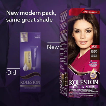 Wella Koleston Intense Hair Color Cream 303/0 Dark Brown – Long-Lasting, Grey Coverage, With Argan Oil – 50ml Kit with Developer & Treatment - Damoo