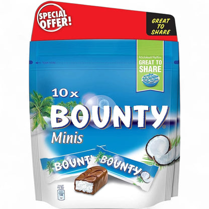 BOUNTY Minis Milk Chocolate Bars – 10 Pieces x 2 Packs (Total 285g) | Moist Coconut Filling Coated in Smooth Milk Chocolate – Great for Sharing - Damoo