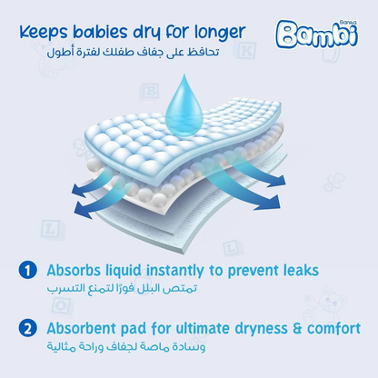 Sanita Bambi Baby Diapers Value Pack – Size 5 (X-Large), 12–22 KG | 28 Count | Ultra-Thin & Super Absorbent for Active Babies - Damoo