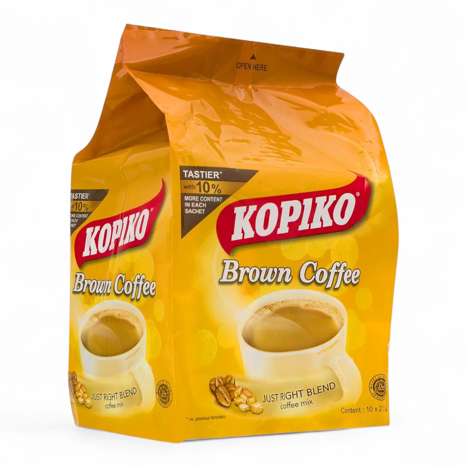 Kopiko Brown Instant Coffee – 10 Sachets x 27.5g | Rich Dark Roast with Brown Sugar & Creamer | Full-Flavor 3-in-1 Coffee Mix - Damoo