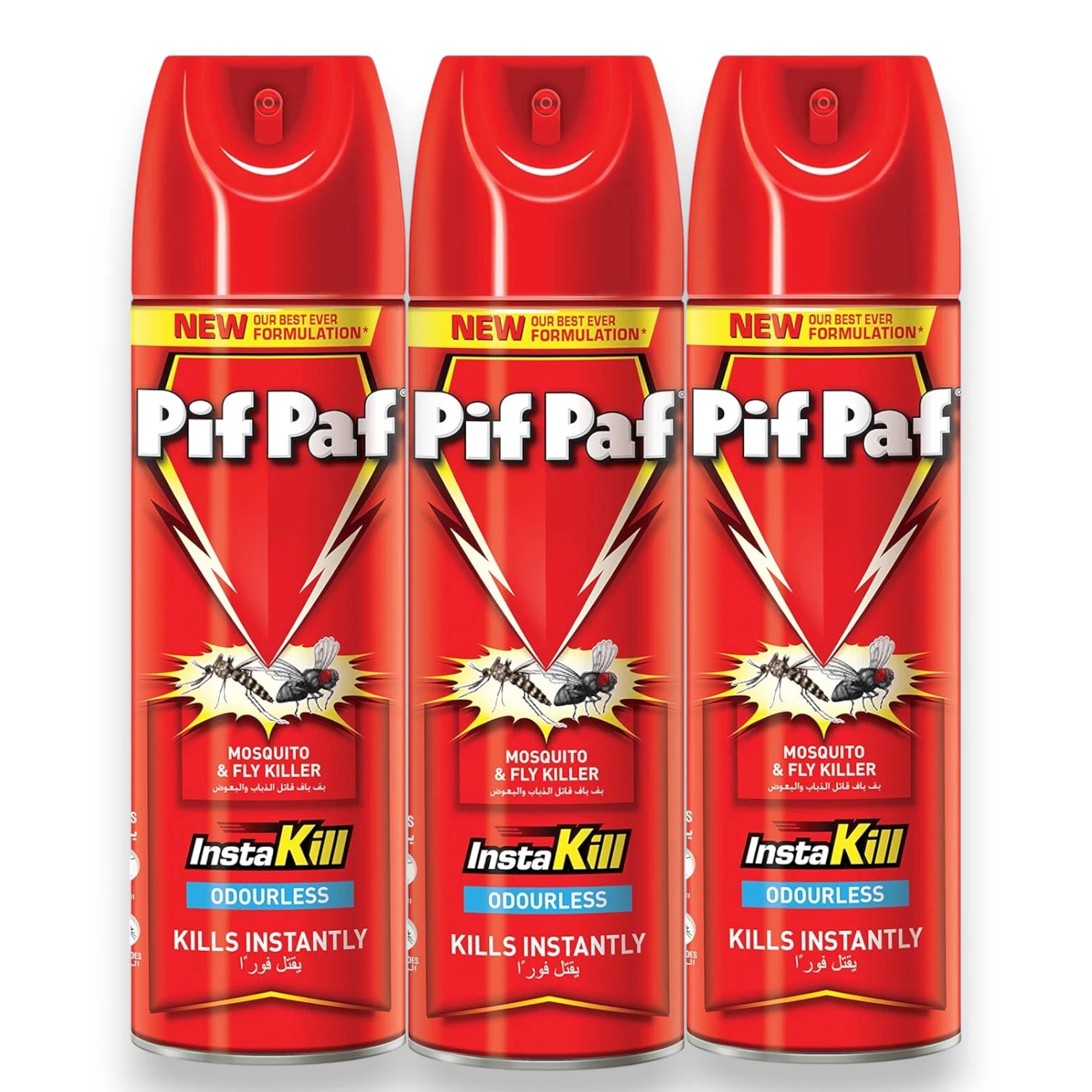 Pif Paf Mosquito & Fly Killer Spray 300ml x 3 Pack – Odourless InstaKill Formula, Instant Action Insect Repellent for Home, Fast Mosquito & Fly Control - Damoo