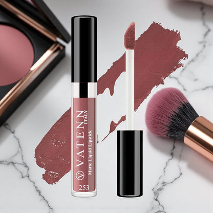 Vatenn Italy Matte Liquid Lipstick – Shade 253 Bologna | Long-Lasting, Transferproof, Highly Pigmented & Comfortable Wear – 5g - Damoo