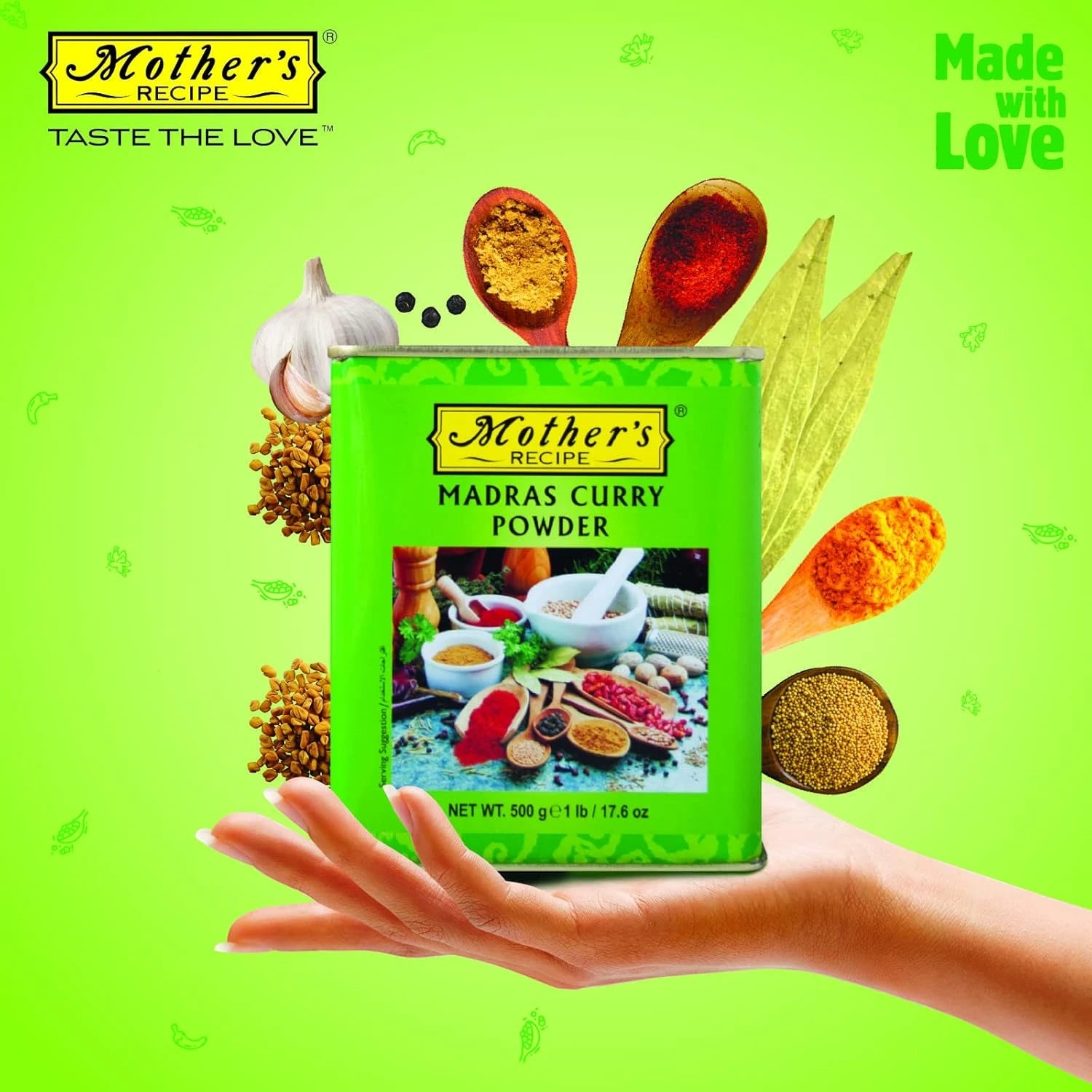 Mother's Recipe Madras Curry Powder – 500g – Authentic South Indian Spice Blend – No Artificial Colors – Halal & Vegetarian - Damoo