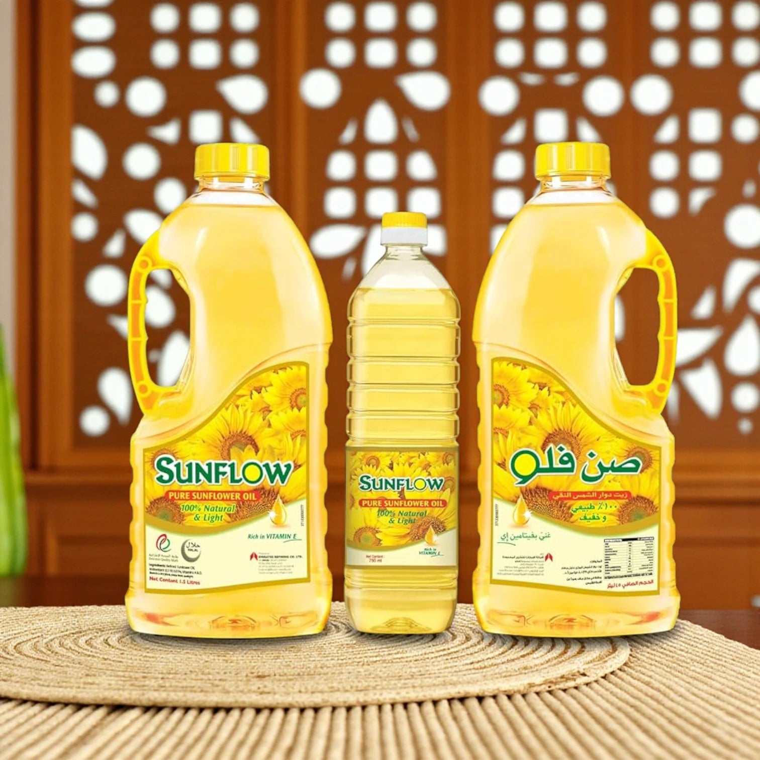Sunflow Sunflower Oil 2 x 1.5L + 750ml – Value Pack | Light & Odourless | Rich in Vitamin E | Cholesterol-Free Cooking Oil - Damoo
