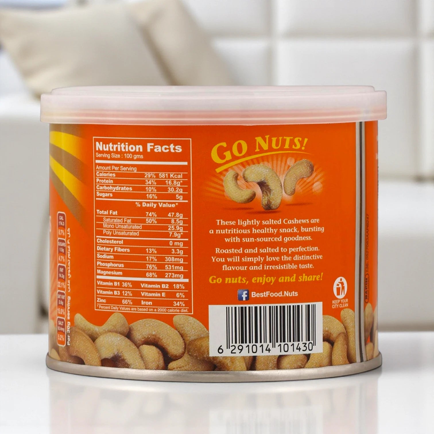 Best Roasted & Salted Cashews 110g Can | Crunchy Premium Snack | Rich in Antioxidants, Vitamins & Heart-Healthy Fats - Damoo