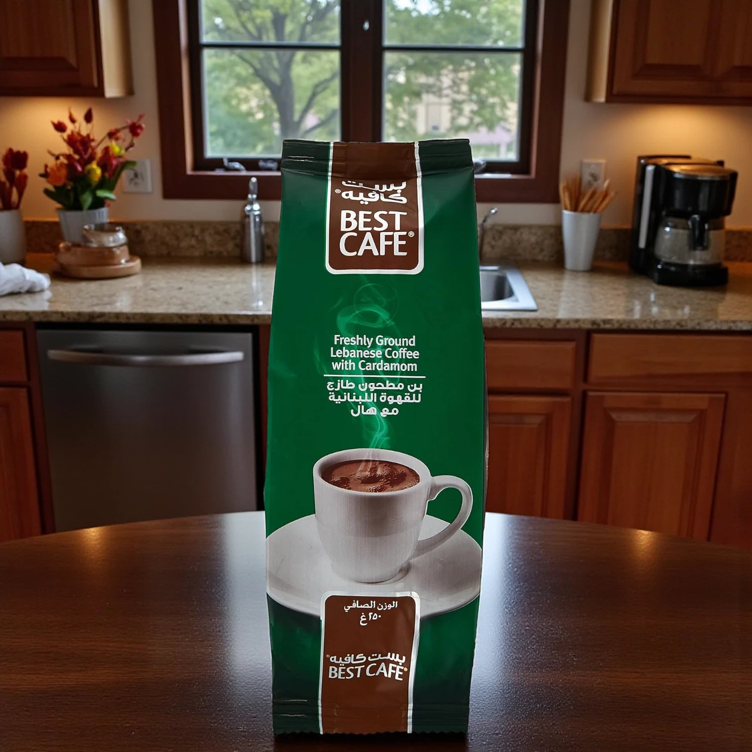 Best Cafe Turkish Lebanese Coffee with Cardamom 250g – Freshly Ground Arabica Beans, Intense Aroma, Medium Roast - Damoo