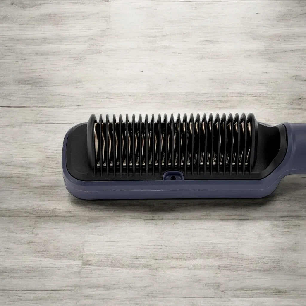 Geepas Ceramic Hair Straightening Brush – 30W, Digital Temperature Control, Fast Heating up to 200°C, Fine Bristles, Anti-Scald Protection, 360° Swivel Cord – Ideal for All Hair Types, Black - GHBS86088 - Damoo
