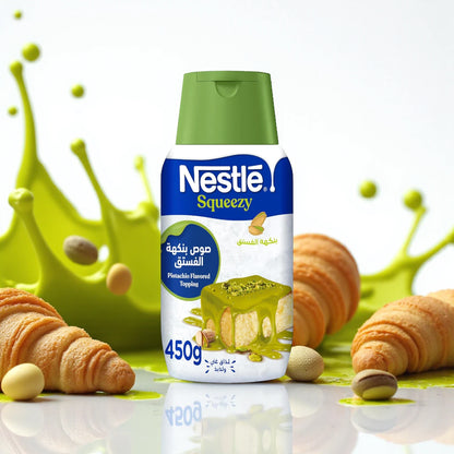 Nestlé Squeezy Pistachio Flavored Sweetened Condensed Milk Topping, 450g – Rich, Creamy & Easy-to-Use Dessert Delight - Damoo