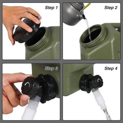 Portable Water Container 12L – BPA Free Food Grade Water Storage Carrier Tank with Spigot for Camping, Hiking, Travel & Outdoor Emergency Use – Green