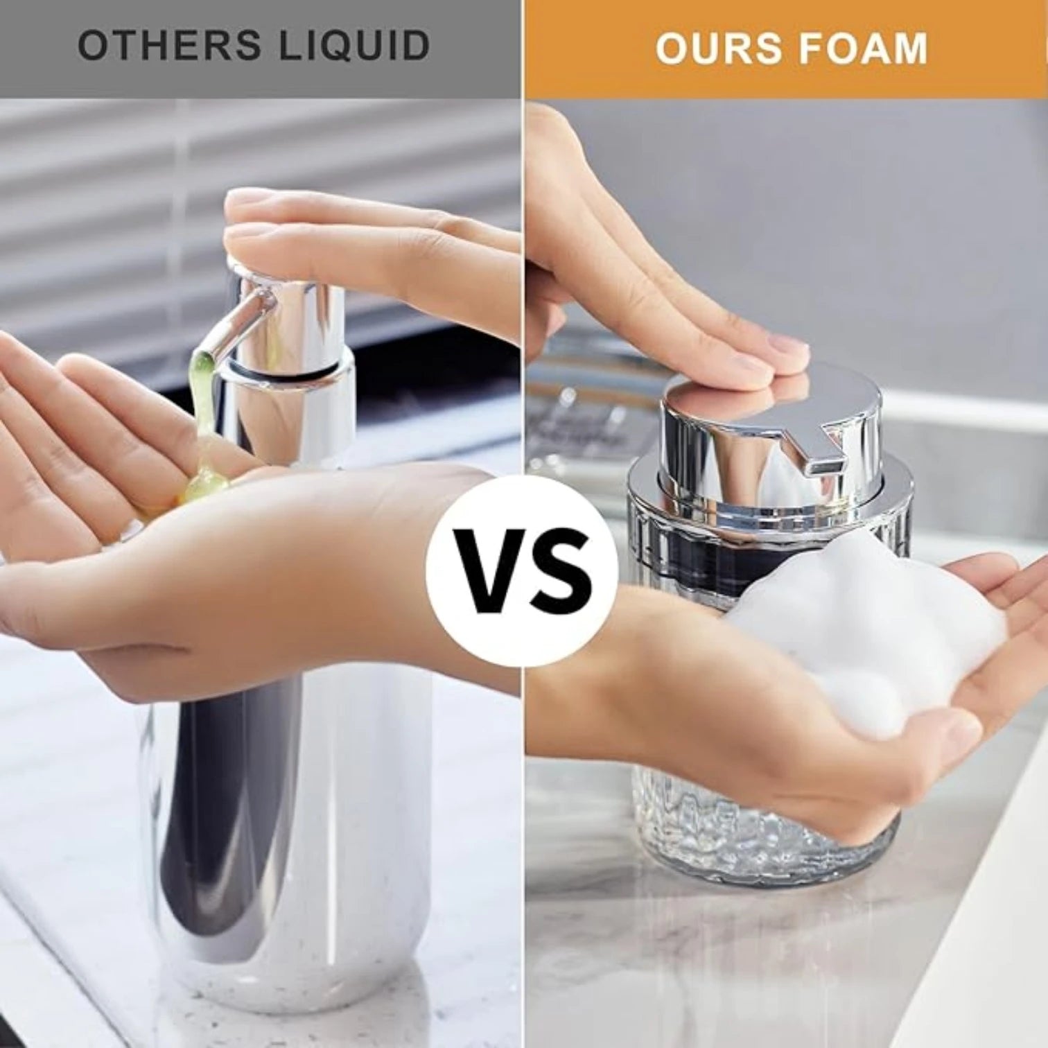 SHENGYA Foaming Soap Dispenser 280ml, Transparent Refillable Plastic Pump Bottle for Bathroom & Kitchen Countertop - Damoo