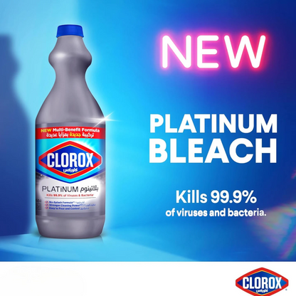 Clorox Platinum Bleach 950ML, Multi-Benefit Thick Formula, Kills 99.9% of Germs, Splash-Less Easy Pour Household Cleaner - Damoo