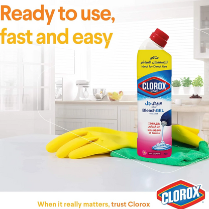 Clorox Bleach Gel Cleaner 750ml Floral Magic – Thick Formula Multi-Purpose Disinfectant for Bathroom, Kitchen, Floors & Laundry Stain Removal - Damoo