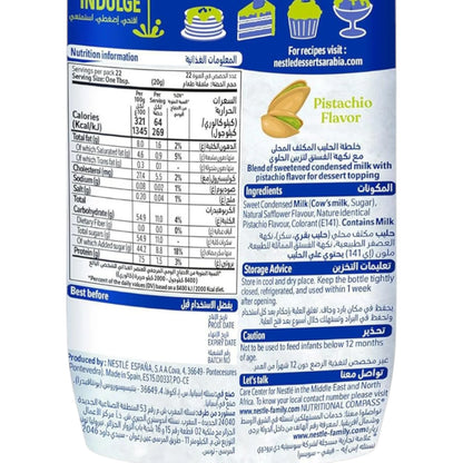 Nestlé Squeezy Pistachio Flavored Sweetened Condensed Milk Topping, 450g – Rich, Creamy & Easy-to-Use Dessert Delight - Damoo